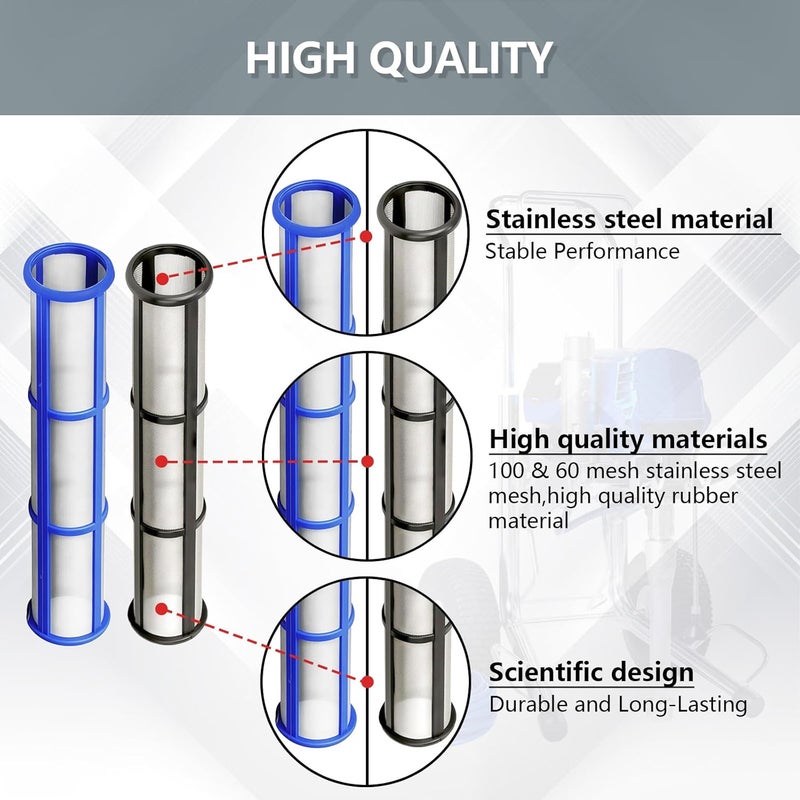 KUEDPEZ 244067 & 244068 Manifold Filter Set, Compatible with Graco Airless Paint Sprayer 695, 795,1095,3900,5900, 7900 Airless Paint Sprayer Filter, 60 Mesh & 100 Mesh (3+3 Pack) - Image 4